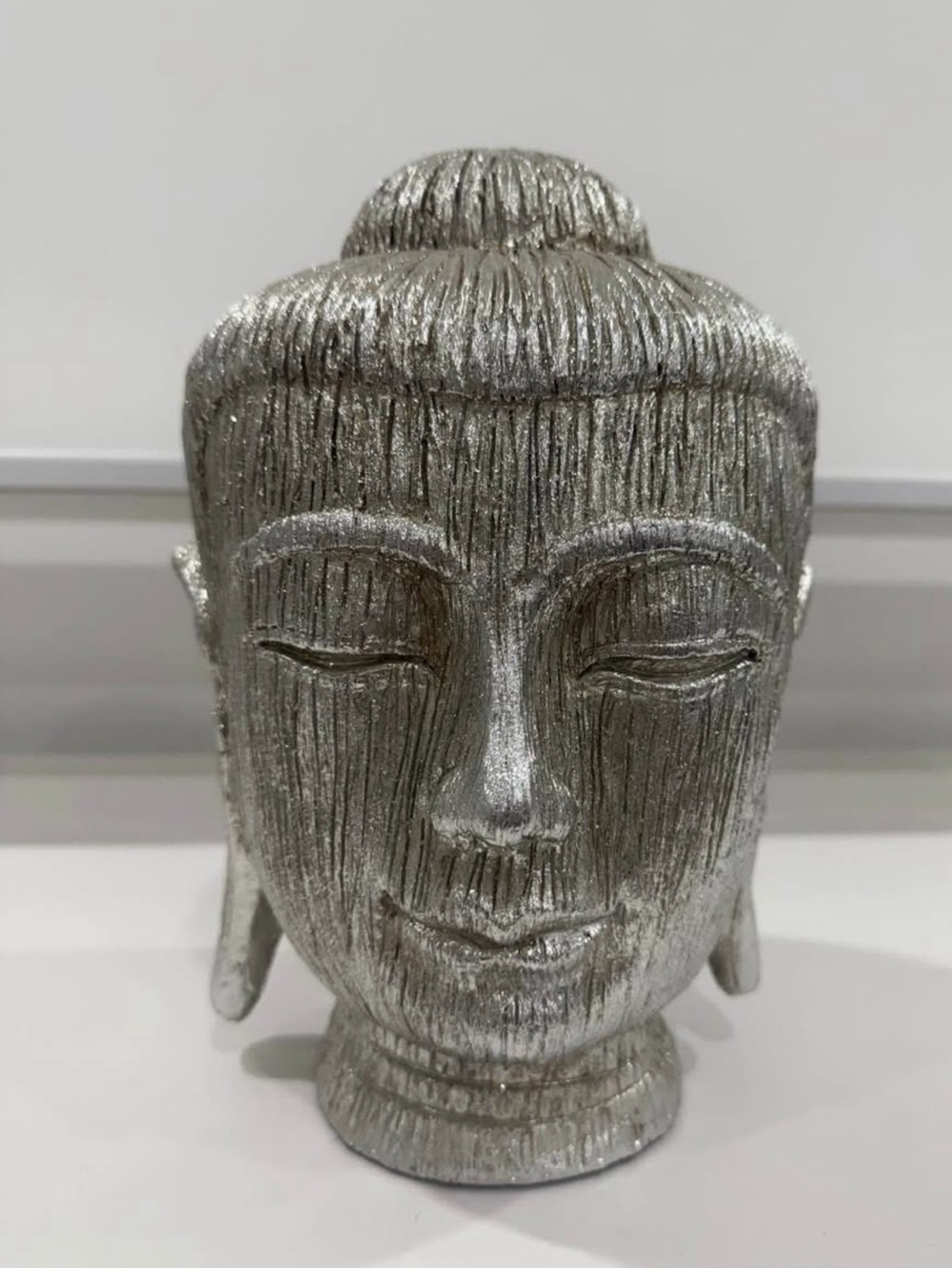 Silver Buddha Head Home Art - Decorative Accent